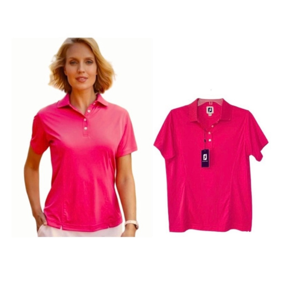 🆕 FootJoy ladies golf shirt ProDry FJ hot pink Size Med